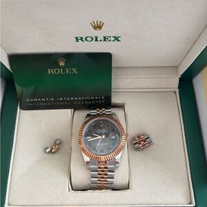 Rolex Silver and Rose Gold Watch